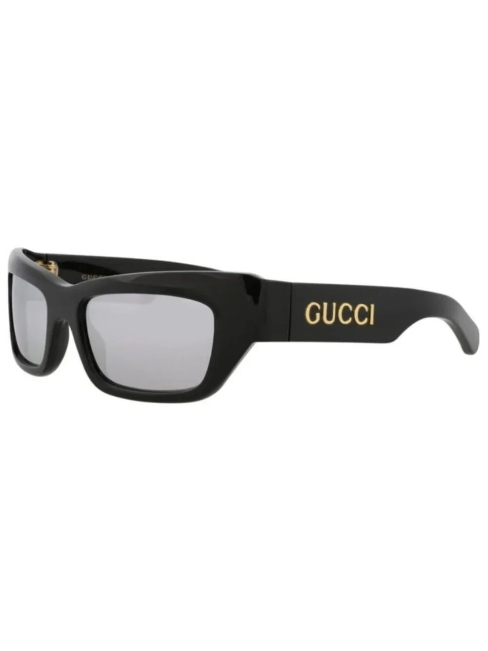 New Gucci Mens Cat Eye Black Black Silver Fashion Designer Sunglasses